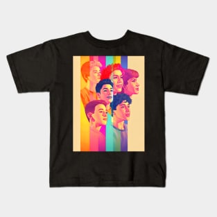 LGBTQ+ community with colorful background Kids T-Shirt